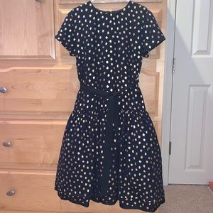 Girls Crewcuts Gold Spotted Black Bow Tie Dress